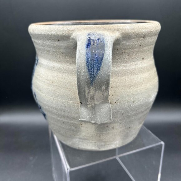 Rowe Pottery Works Cow Stoneware Salt-Glazed Crock 1965 Blue Grey, Bean Pot - Picture 10 of 11